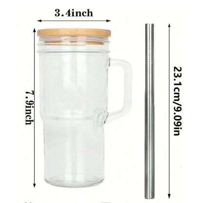 750ML Glass Cup Wooden Lid Bubble