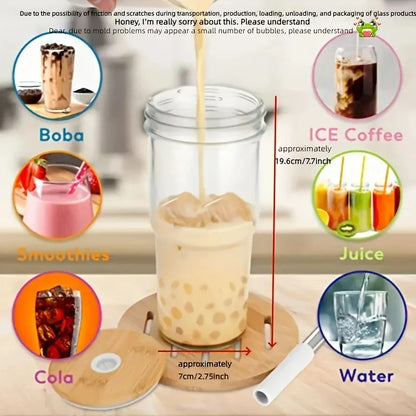 750ML Glass Cup Wooden Lid Bubble