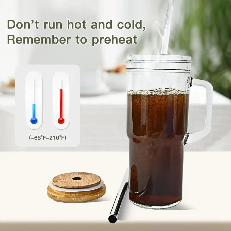 750ML Glass Cup Wooden Lid Bubble