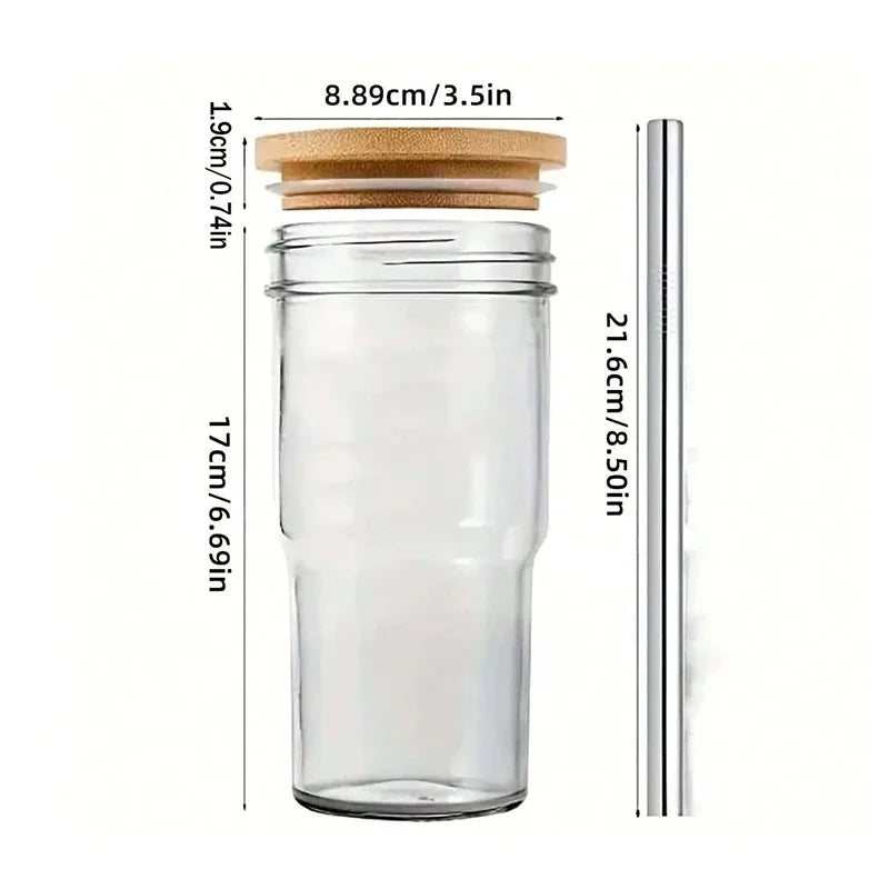750ML Glass Cup Wooden Lid Bubble