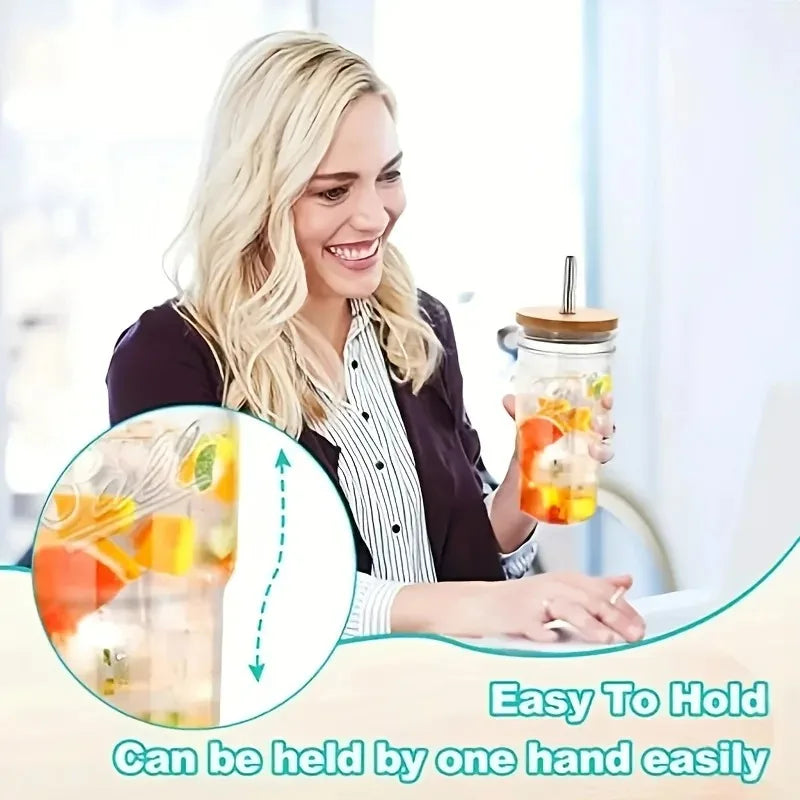 750ML Glass Cup Wooden Lid Bubble