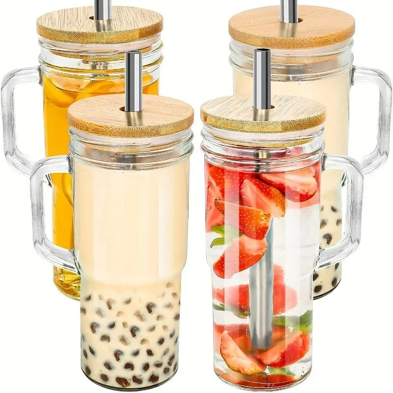 750ML Glass Cup Wooden Lid Bubble